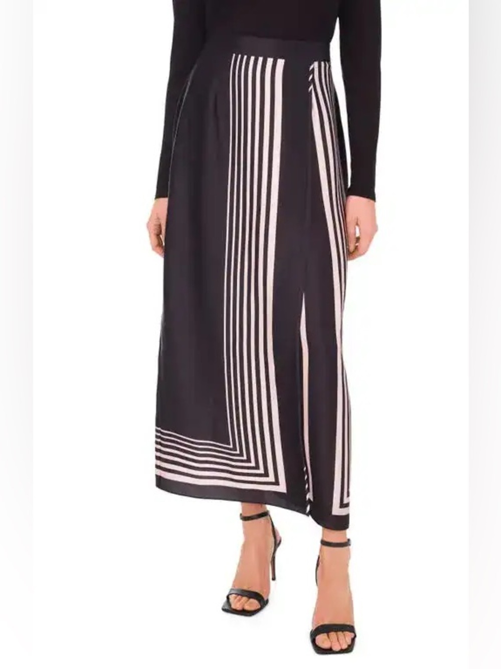 Halogen Geometric Print Crossover Satin Midi Skirt